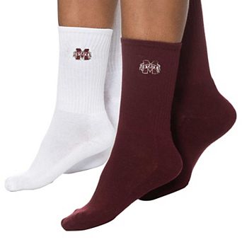 Women's ZooZatz Maroon/White Mississippi State Bulldogs 2-Pack Quarter-Length Socks