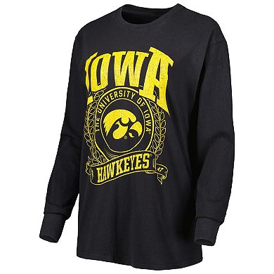 Women's Pressbox Black Iowa Hawkeyes Big Country Laurels Long Sleeve T-Shirt