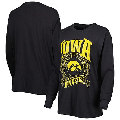 Women's Pressbox Black Iowa Hawkeyes Big Country Laurels Long Sleeve T-Shirt