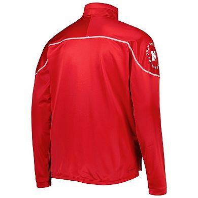 Men's adidas Scarlet Nebraska Huskers AEROREADY Knit Quarter-Snap Jacket