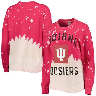 Women's Gameday Couture Crimson Indiana Hoosiers Twice As Nice Faded Dip-Dye Pullover Long Sleeve Top