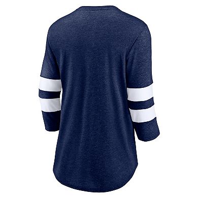 Women's Fanatics Branded Heathered Navy Chicago Bears Primary Logo 3/4 Sleeve Scoop Neck T-Shirt