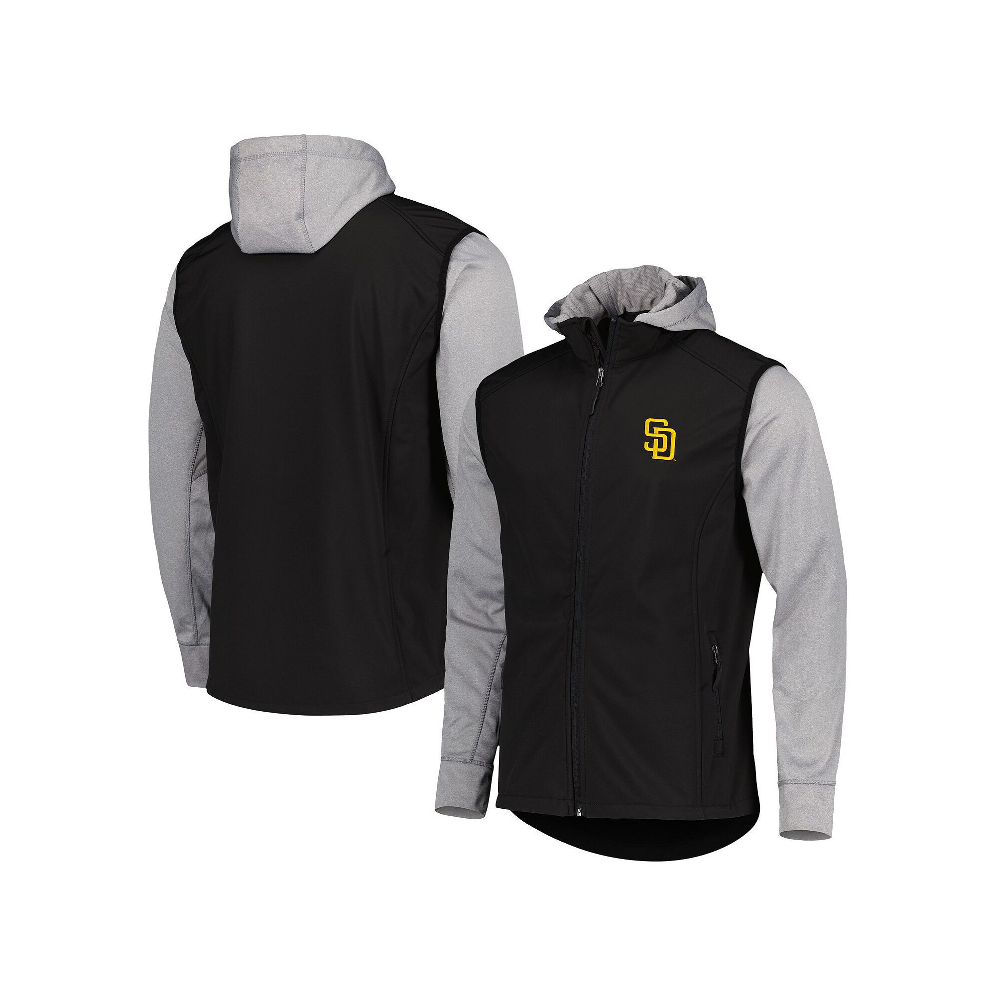 Mens Dunbrooke Black/Heather Gray San Diego Padres Alpha Full-Zip Jacket, 