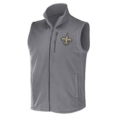 Men's NFL x Darius Rucker Collection by Fanatics Gray New Orleans Saints Polar Fleece Full-Zip Vest