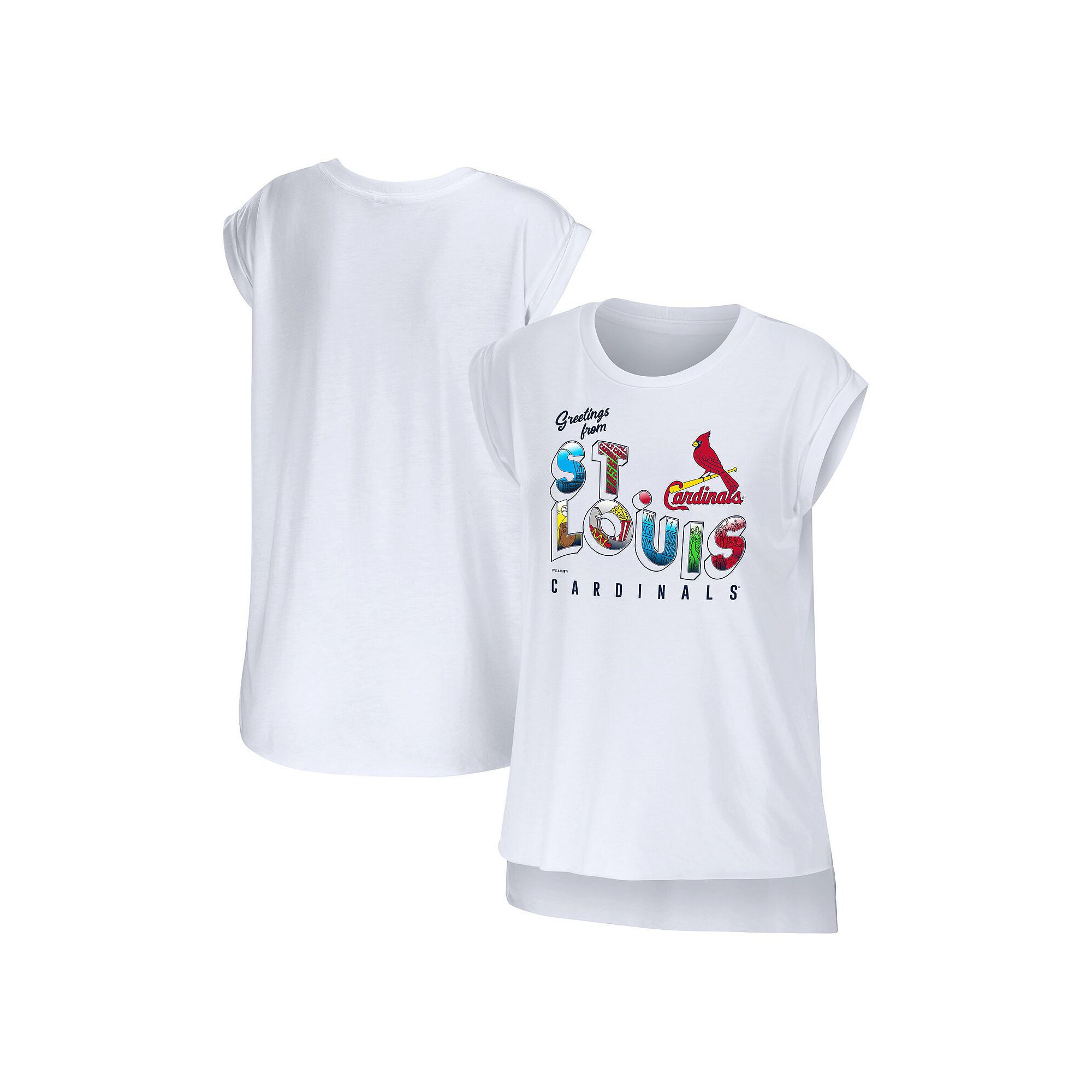 Womens WEAR by Erin Andrews White St. Louis Cardinals Greetings From T-Shi