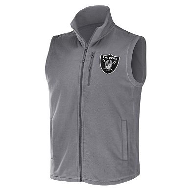 Men's NFL x Darius Rucker Collection by Fanatics Gray Las Vegas Raiders Polar Fleece Full-Zip Vest