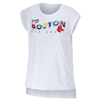 Women's WEAR by Erin Andrews White Boston Red Sox Greetings From T-Shirt