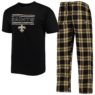 Men's Concepts Sport Black/Gold New Orleans Saints Badge Top & Pants Set