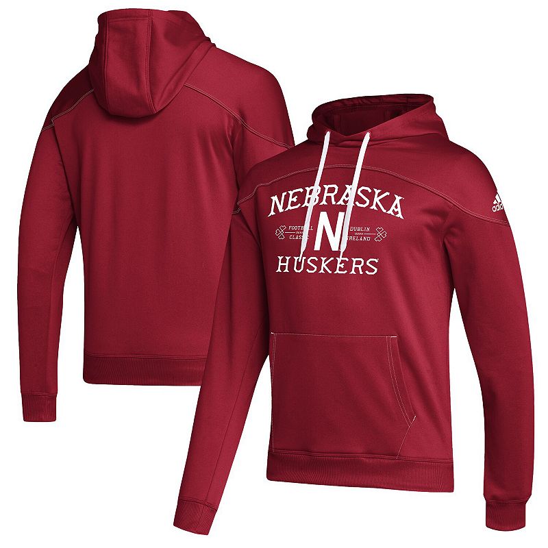 Mens adidas Scarlet Nebraska Huskers Strategy Game Stadium Pullover Hoodie