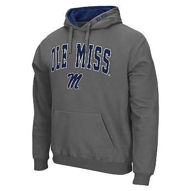Men's Colosseum Charcoal Ole Miss Rebels Arch & Logo 3.0 Pullover Hoodie