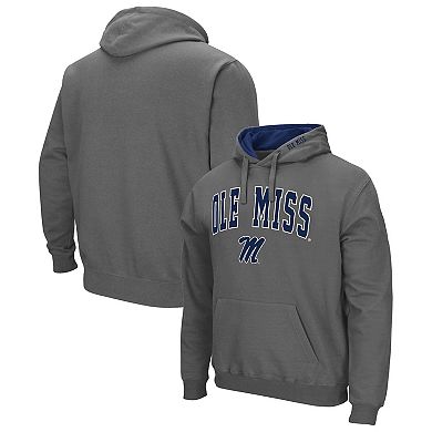 Men's Colosseum Charcoal Ole Miss Rebels Arch & Logo 3.0 Pullover Hoodie