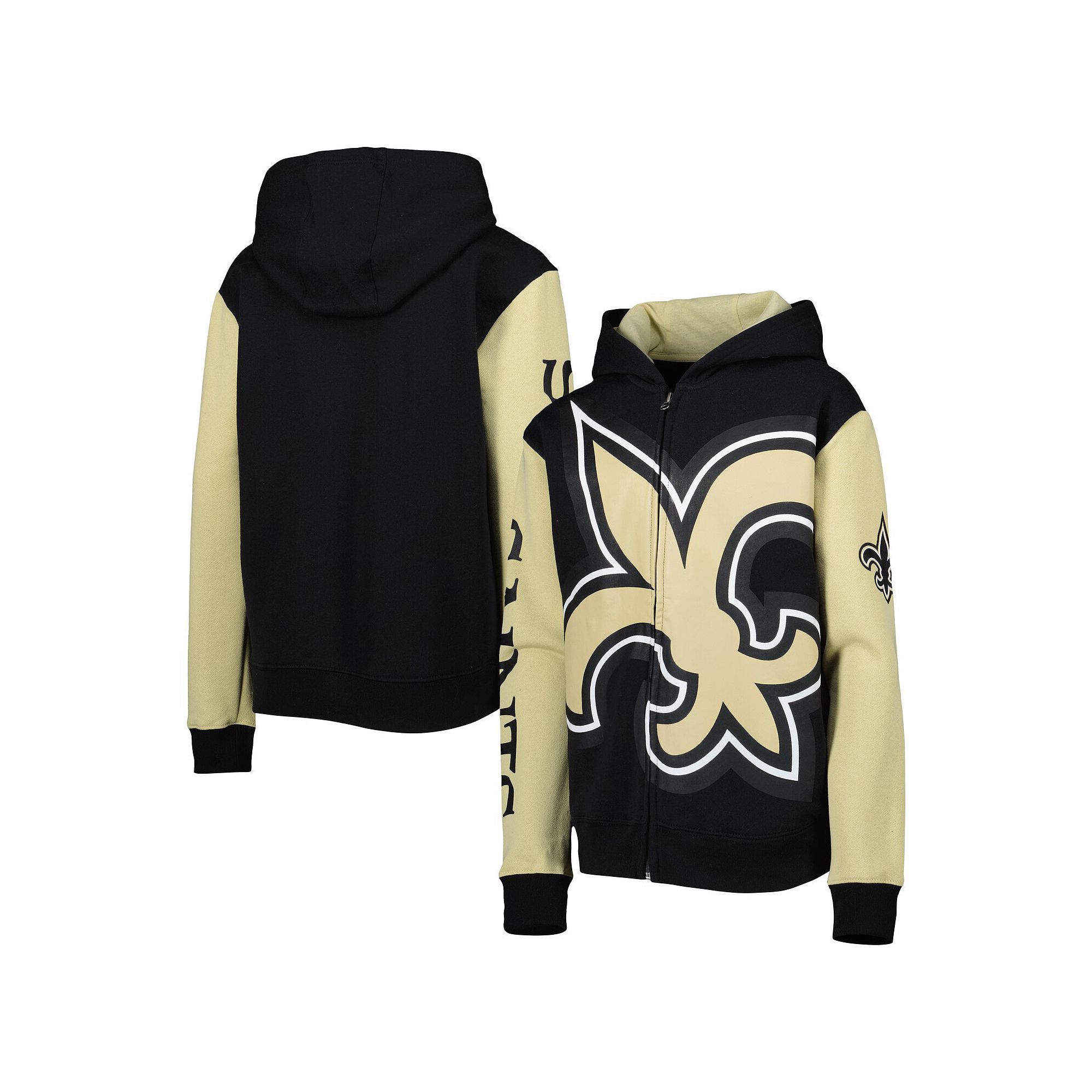 Youth Black/Gold New Orleans Saints Poster Board Full-Zip Hoodie, Boys, Si