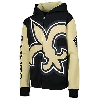 Youth Black/Gold New Orleans Saints Poster Board Full-Zip Hoodie