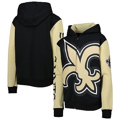 Youth Black/Gold New Orleans Saints Poster Board Full-Zip Hoodie