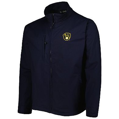 Men's Dunbrooke Navy Milwaukee Brewers Journey Tri-Blend Full-Zip Jacket