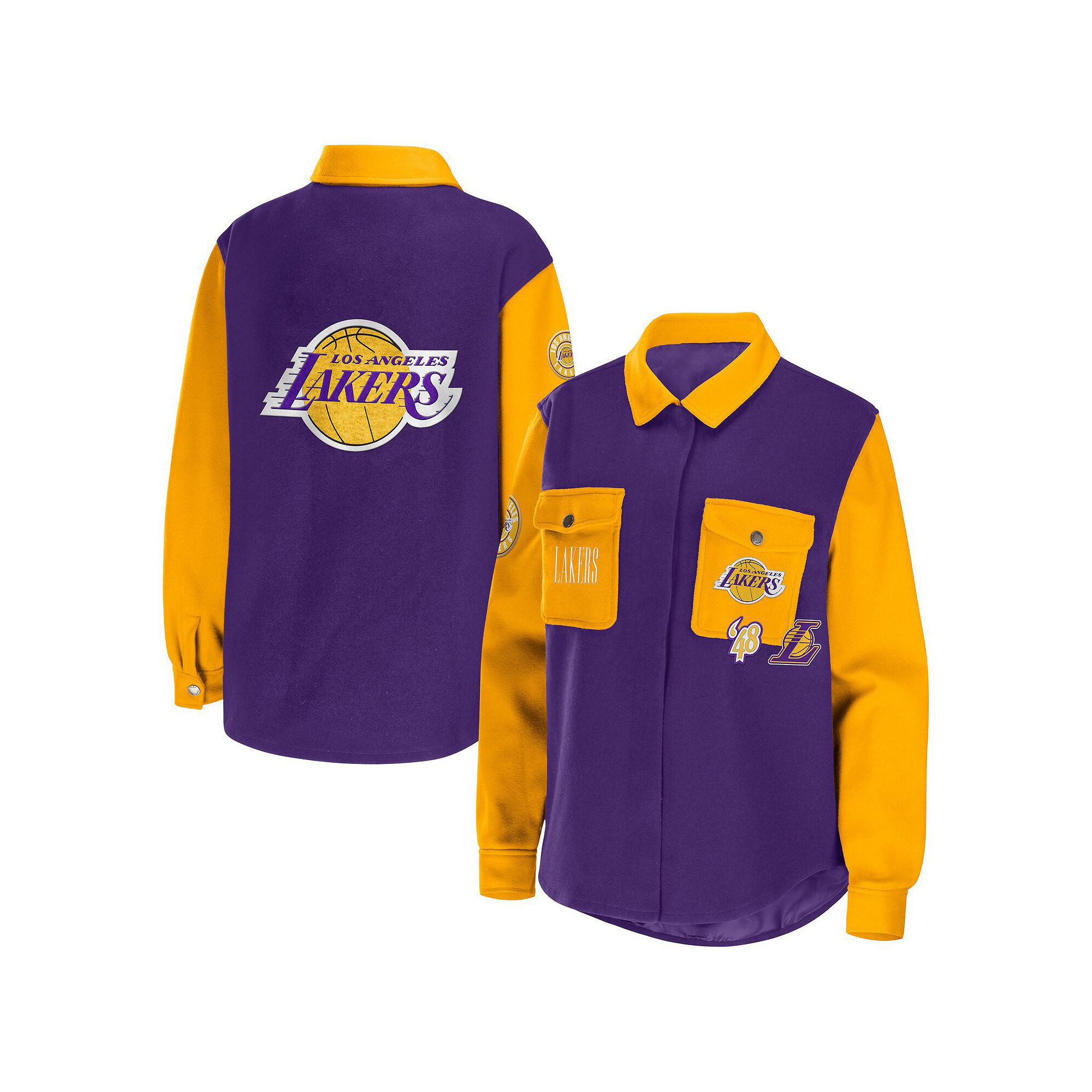 Womens WEAR by Erin Andrews Purple Los Angeles Lakers Colorblock Button-Up