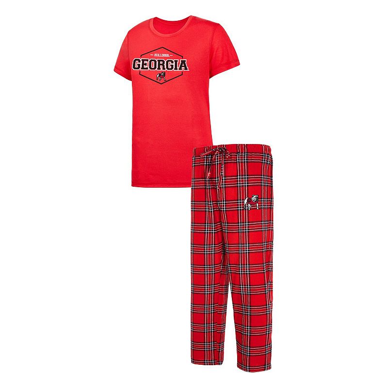 Womens Concepts Sport Red/Black Georgia Bulldogs Badge T-Shirt & Flannel P