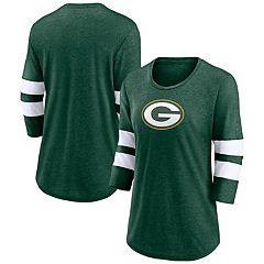 Nike /heather Green Green Bay Packers Raglan 3/4-sleeve Pullover