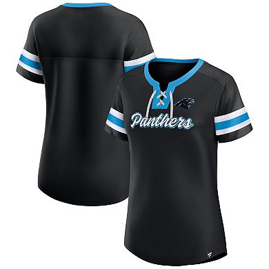 Women's Fanatics Branded Black Carolina Panthers Original State Lace-Up T-Shirt