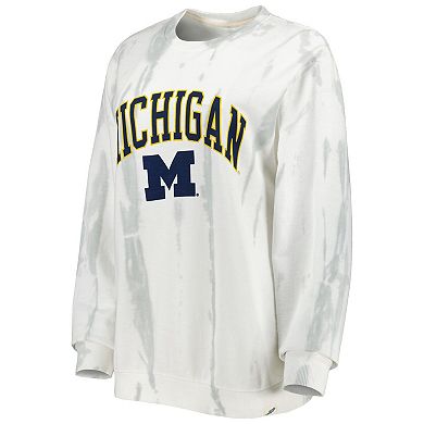 Men's League Collegiate Wear White/Silver Michigan Wolverines Classic Arch Dye Terry Pullover Sweatshirt
