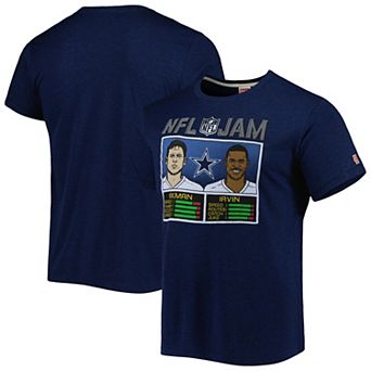 Unisex Homage Troy Aikman & Michael Irvin Heather Navy Dallas Cowboys NFL Jam Retired Tri-Blend T-Shirt