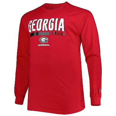 Men's Red Georgia Bulldogs Big & Tall Two-Hit Long Sleeve T-Shirt