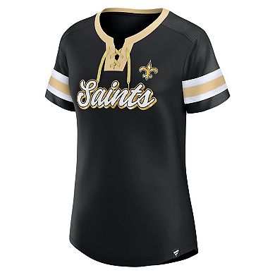 Women's Fanatics Branded Black New Orleans Saints Original State Lace-Up T-Shirt