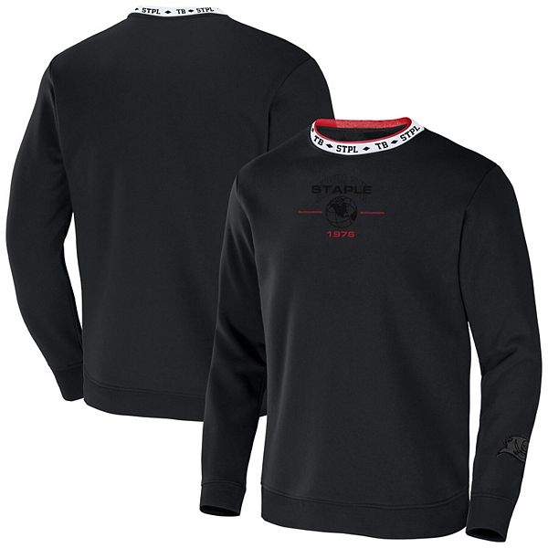Men's NFL x Staple Black Tampa Bay Buccaneers Globe Crewneck Pullover
