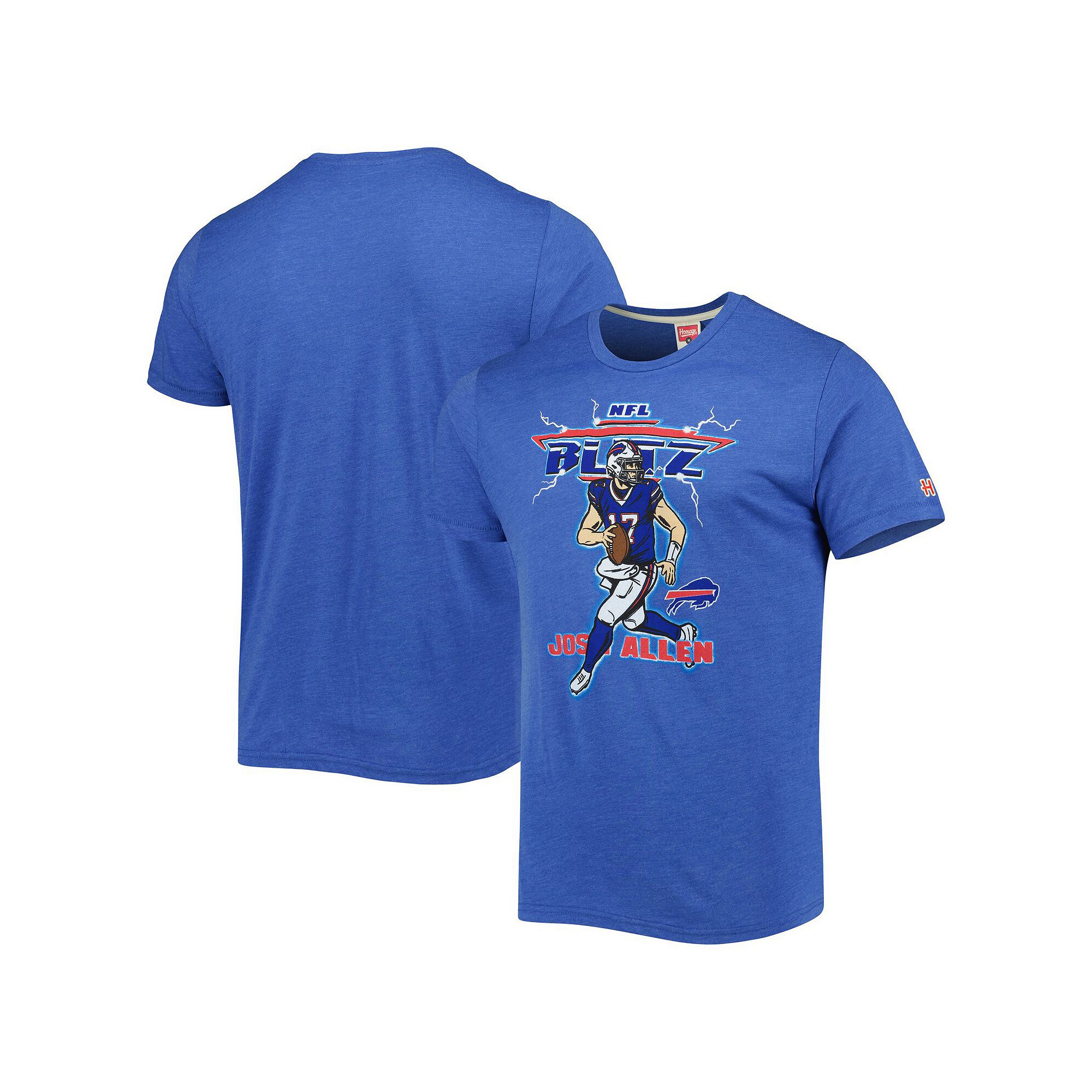 Mens Homage Josh Allen Heathered Heather Royal Buffalo Bills NFL Blitz Pla