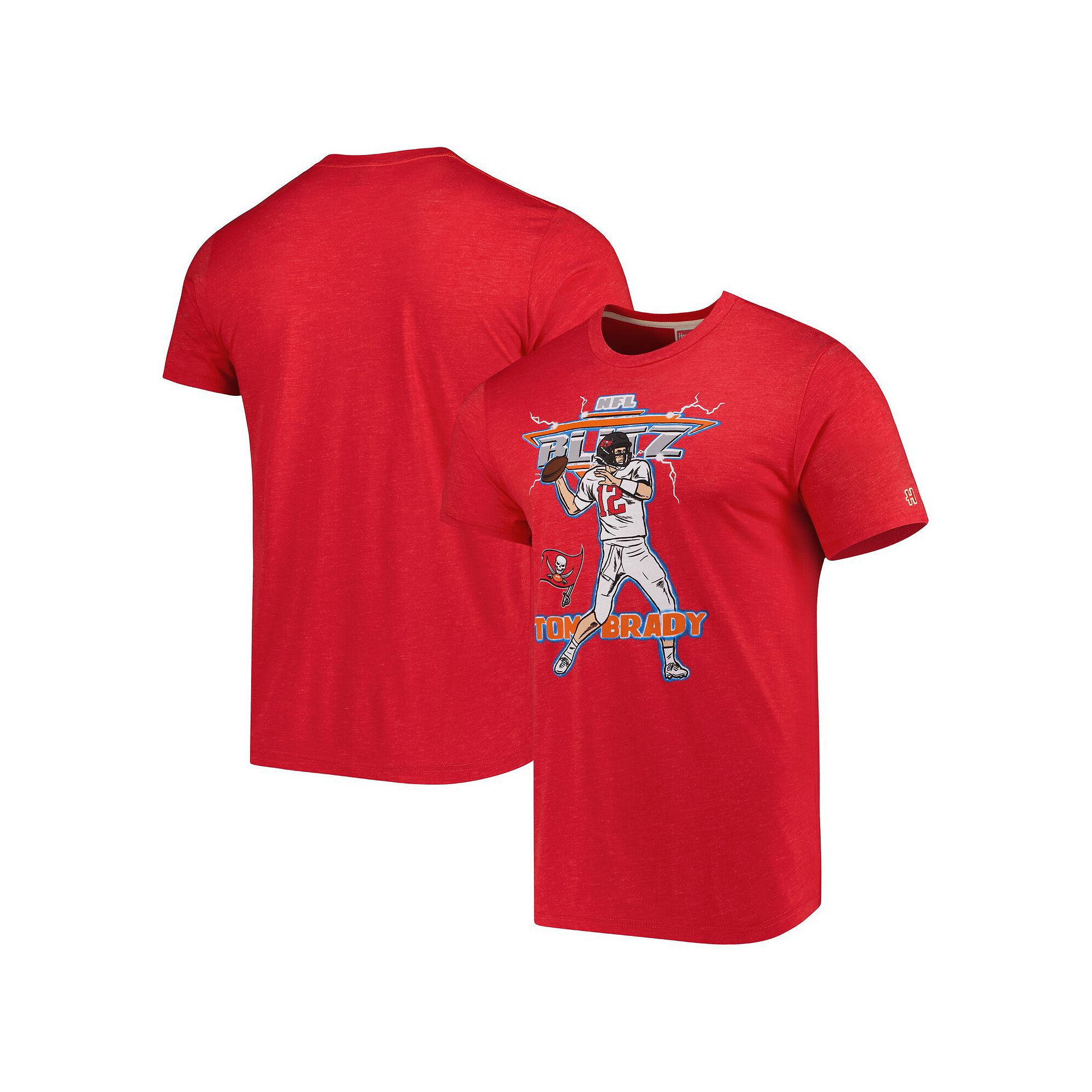 Mens Homage Tom Brady Heathered Red Tampa Bay Buccaneers NFL Blitz Player 