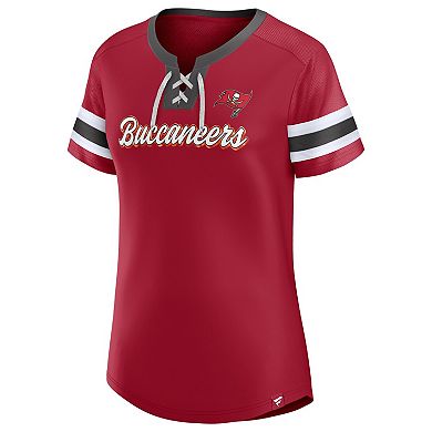 Women's Fanatics Branded Red Tampa Bay Buccaneers Original State Lace-Up T-Shirt