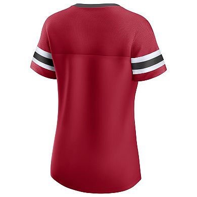 Women's Fanatics Branded Red Tampa Bay Buccaneers Original State Lace-Up T-Shirt