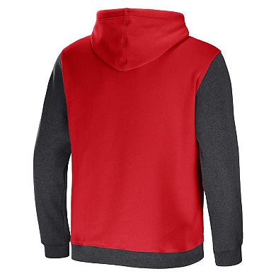 Men's NFL x Darius Rucker Collection by Fanatics Red/Charcoal Atlanta Falcons Colorblock Pullover Hoodie