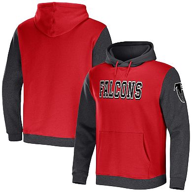 Men's NFL x Darius Rucker Collection by Fanatics Red/Charcoal Atlanta Falcons Colorblock Pullover Hoodie