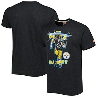 Men's Homage T.J. Watt Heathered Charcoal Pittsburgh Steelers NFL Blitz Player Tri-Blend T-Shirt