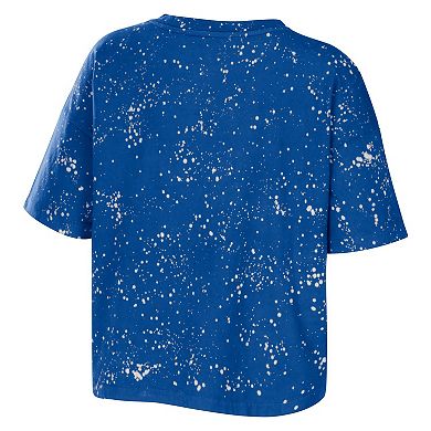 Women's WEAR by Erin Andrews Royal Florida Gators Bleach Wash Splatter Notch Neck T-Shirt
