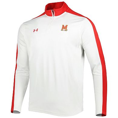 Men's Under Armour White Maryland Terrapins Lightweight Mock Neck Performance Quarter-Zip Jacket