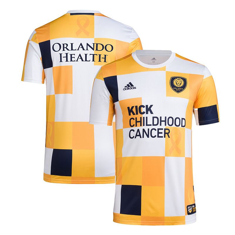 Mens adidas White/Gold Orlando City SC 2022 MLS Works Kick Childhood Cance