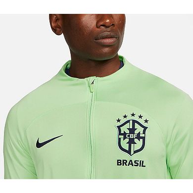 Men's Nike Brazil National Team Green Strike Raglan Full-Zip Performance Track Jacket