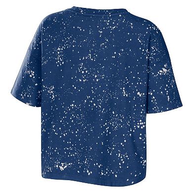 Women's WEAR by Erin Andrews Royal Kentucky Wildcats Bleach Wash Splatter Notch Neck T-Shirt