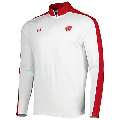 Men's Under Armour White Wisconsin Badgers Lightweight Mock Neck Performance Quarter-Zip Jacket