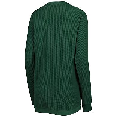 Women's Pressbox Green Michigan State Spartans Surf Plus Size Southlawn Waffle-Knit Thermal Tri-Blend Long Sleeve T-Shirt