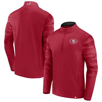 Men's Fanatics Branded Scarlet San Francisco 49ers Ringer Quarter-Zip Jacket
