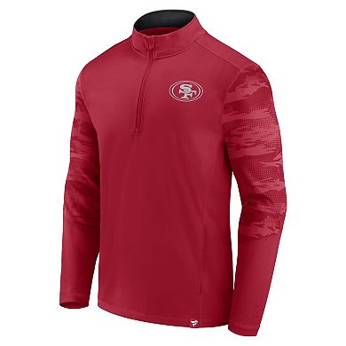 Men's Fanatics Branded Scarlet San Francisco 49ers Ringer Quarter-Zip Jacket