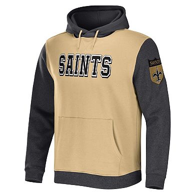 Men's NFL x Darius Rucker Collection by Fanatics Gold/Charcoal New Orleans Saints Colorblock Pullover Hoodie