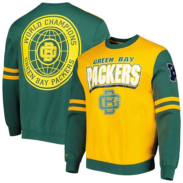 Men's Mitchell & Ness Green Green Bay Packers All Over 2.0 Pullover  Sweatshirt