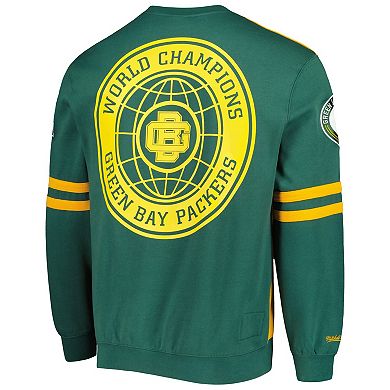 Men's Mitchell & Ness Gold Green Bay Packers All Over 2.0 Pullover Sweatshirt