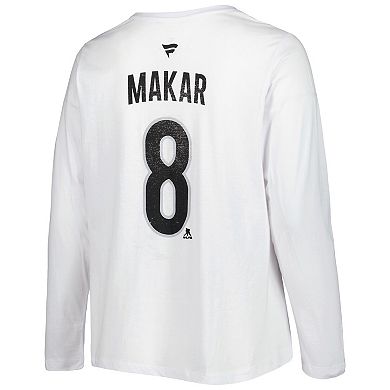 Women's Profile Cale Makar White Colorado Avalanche Plus Size Name & Number Long Sleeve T-Shirt