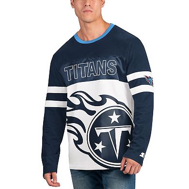 Men's Starter Navy/White Tennessee Titans Halftime Long Sleeve T-Shirt