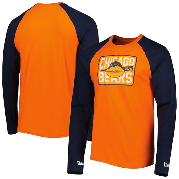 Men's New Era Orange Chicago Bears Throwback Raglan Long